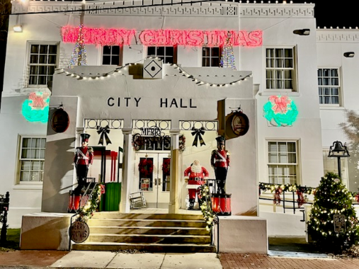 restored Art Deco building and city hall